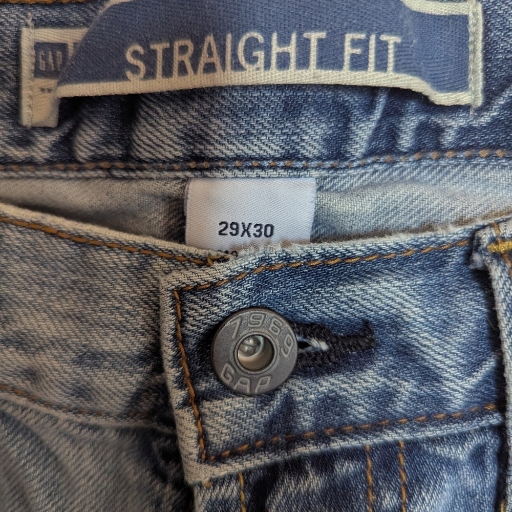 GAP Light Blue Denim Jeans Men's Size 29x30 Straight Fit - Picture 3 of 4